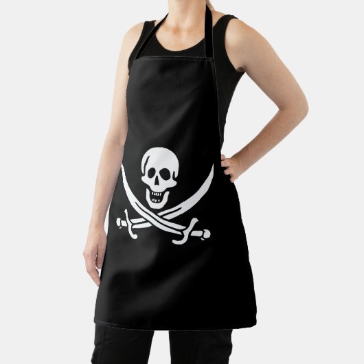 Tablier Blanc, Drapeau Pirate Calico Jack, Crâne & Cutlass (Insitu)