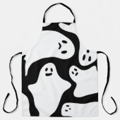 Tablier Blanc éffrayant noir blanc Halloween fantômes moti (Recto)