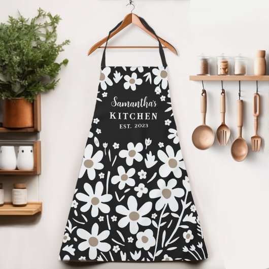 Tablier blanc floral