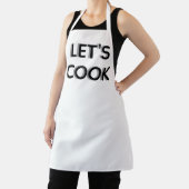 Tablier blanc « Let's Cook » - Citation motivante (Insitu)