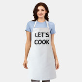 Tablier blanc « Let's Cook » - Citation motivante (Porté)