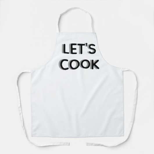 Tablier blanc « Let's Cook » - Citation motivante (Recto)