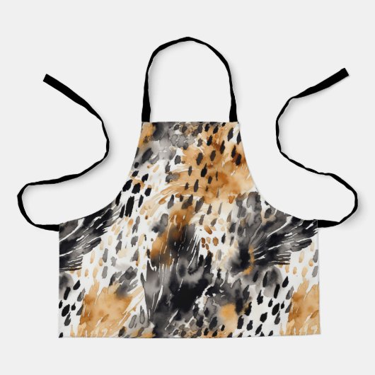Tablier Blanc Noir Crème Léopard Animal   (Recto)