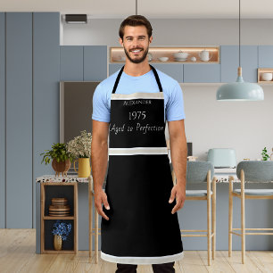 Tablier Blanc noir personnalisé Age à la perfection Apron