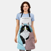 Tablier Blanc Noir Tuxedo Couvercles de chat Bleu Pink (Porté)