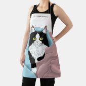 Tablier Blanc Noir Tuxedo Couvercles de chat Bleu Pink (Insitu)