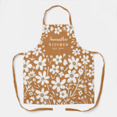 Tablier blanc orange floral pour femmes (Recto)