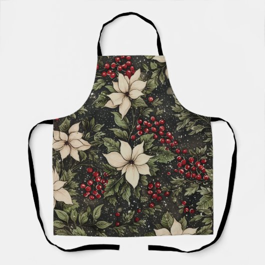 Tablier blanc Poinsettia Design (Recto)