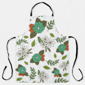 Tablier Blanc Rétro et Floral Vert (Recto)