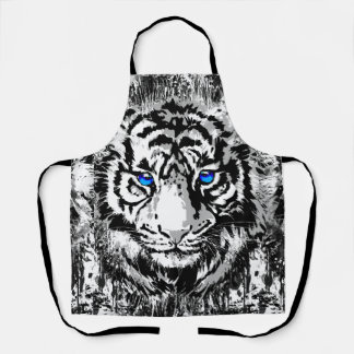 Tablier blanc - Tigre blanc Dessin