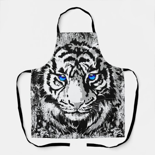 Tablier blanc | Tigre noir blanc (Recto)