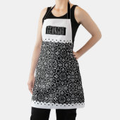 Tablier Blancs noir damassé motif blanc bordures de pétonc (Insitu)