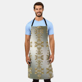 Tablier Blancs ornés d'or floral (Porté)