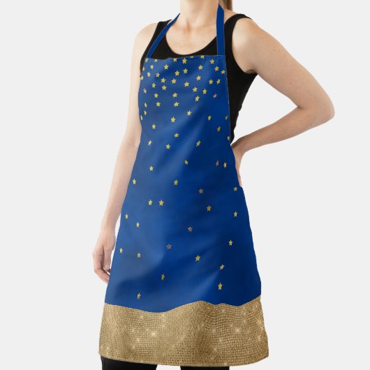Tablier Bleu avec des étoiles dorées (Insitu)