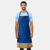 Tablier Bleu avec des étoiles dorées (Porté)