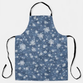 TABLIER BLEU AVEC FLOCONS DE NEIGE D'HIVER ARGENTÉS (Recto)