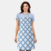 Tablier Bleu Blanc Arlequin Diamond Motif (Porté)