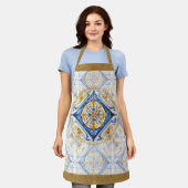 Tablier Bleu Blanc Or Talavera Azulejo Carrelage Look Apro (Porté)