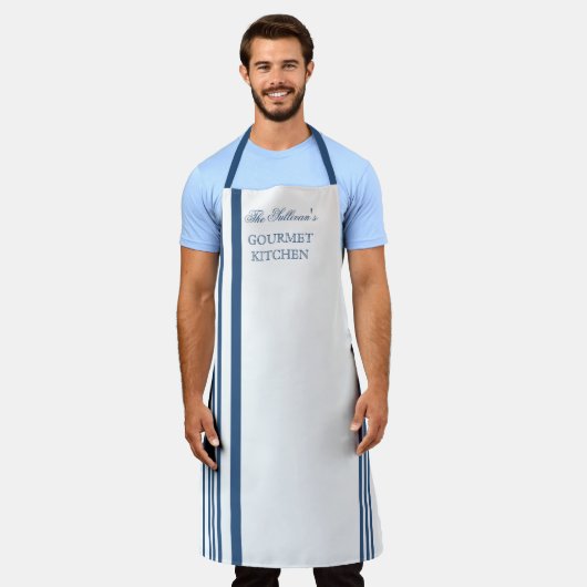 Tablier Bleu - Bleu| Nom blanc (Porté)