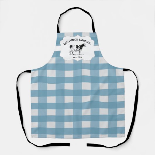 Tablier Bleu Buffalo Plaid Farm Vache Apron (Recto)