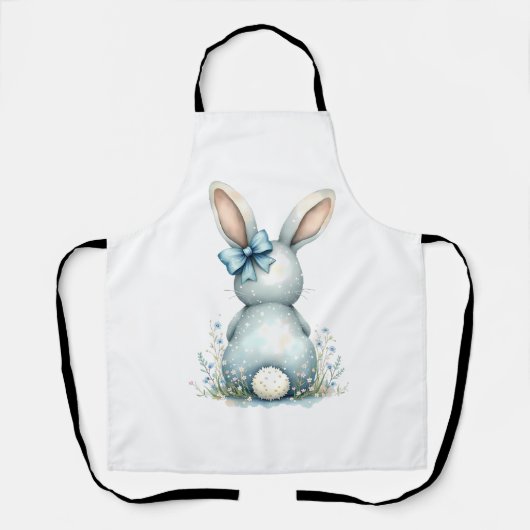 Tablier Bleu Bunny Tail Lapin de Pâques avec Oeufs (Recto)