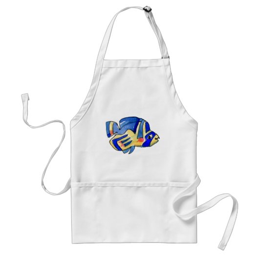 Tablier Bleu Cartoon Papillon Poisson (Devant)
