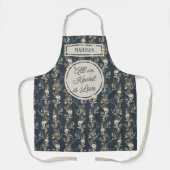 Tablier Bleu & Chic Nom Moderne Cuisine de vacances (Recto)