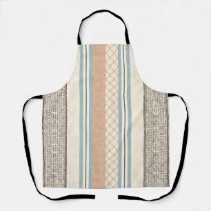 Tablier Bleu Clair Crème Marron Pêche Rayure Maison de Cam