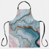 Tablier Bleu clair rose or Agitation marbre Design moderne (Recto)