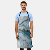Tablier Bleu clair rose or Agitation marbre Design moderne (Porté)