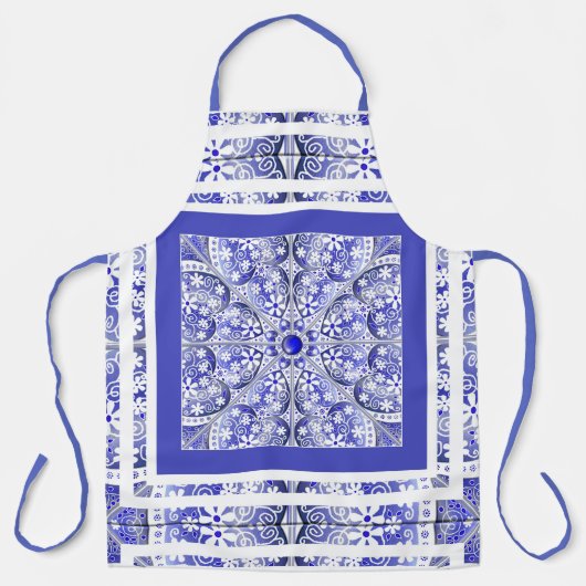 Tablier Bleu de dentelle en céramique de Grèce (Recto)