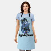 Tablier Bleu dragon doux et vert (Porté)