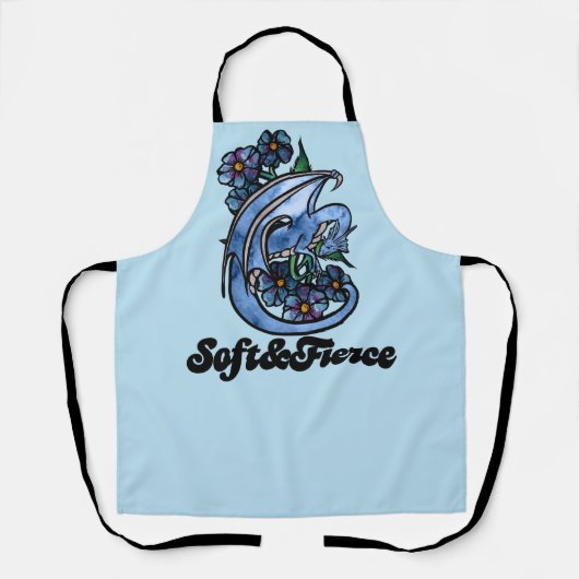 Tablier Bleu dragon doux et vert (Recto)