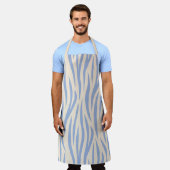 Tablier Bleu et beige Zebra Stripe Apron - Impression élég (Porté)