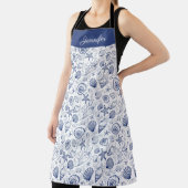 Tablier Bleu et blanc Coquillages Starfish Apron Personnal (Insitu)