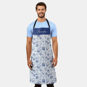 Tablier Bleu et blanc Coquillages Starfish Apron Personnal (Porté)