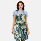 Tablier Bleu et blanc Fleur marguerite (Porté)