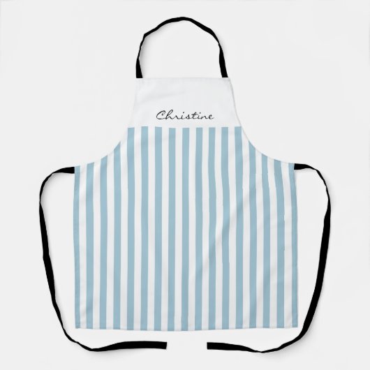 Tablier Bleu et blanc frise avec nom (Recto)