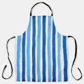 Tablier Bleu et blanc rayures peintes à la main (Recto)