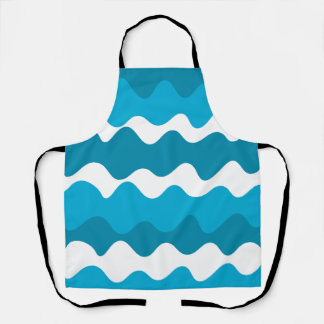 Tablier Bleu et blanc vagues horizontales motif