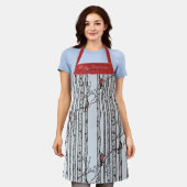 Tablier Bleu et rouge Joyeux Noël Cardinal Bird Bird Bird (Porté)