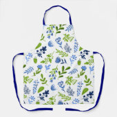 Tablier Bleu et vert Floral Imprimer tout-en-plan (Recto)