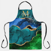 Tablier Bleu et vert Peacock Faux Parties scintillant Agat (Recto)