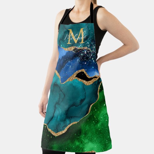 Tablier Bleu et vert Peacock Faux Parties scintillant Agat (Insitu)