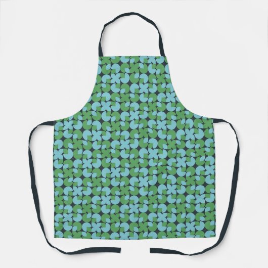 Tablier Bleu et vert Rétro Formes organiques Apron (Recto)