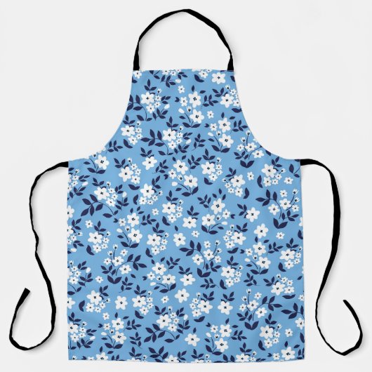 Tablier Bleu, Fleurs blanches : Vintage (Recto)