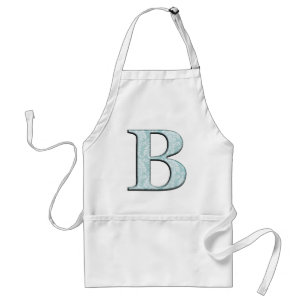 Tablier Bleu Floral Damask Imprimer B monogramme initiales