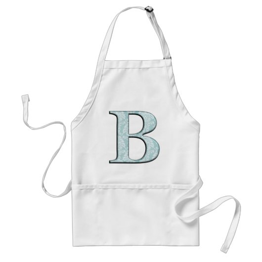 Tablier Bleu Floral Damask Imprimer B monogramme initiales (Devant)