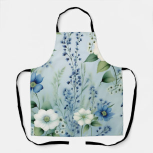 Tablier Bleu floral romantique délicat