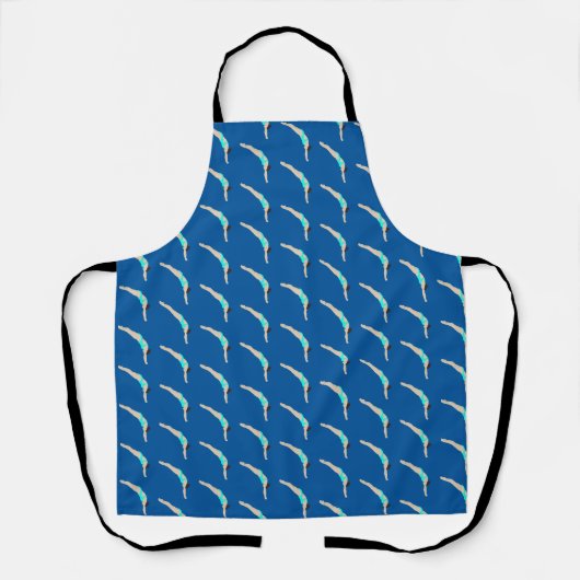 Tablier Bleu foncé et Turquoise Motif de plongée (Recto)